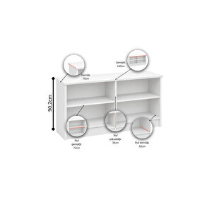 Ae-2040 Vera Mutfak Adası Bar Masası Yemek Masası Dolaplı, Beyaz Raflı, Çok Amaçlı 160 Cm