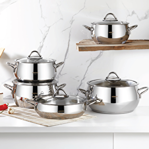 Moon 10 Parça Paslanmaz Çelik Tencere Seti