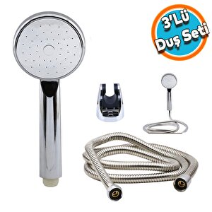 Duş Seti Spiral Fişkiye Banyo Duş Başlığı Set Fiskiyesi Telefonu Yuvarlak Klasik Başlık Metal Hortum