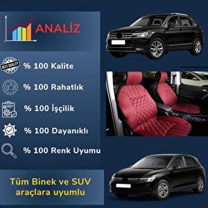 Oto Koltuk Minderi, Volkswagen Araçlara Uyumlu 2'li Set Özel Tasarım Minder Premi̇um Kırmızı Siyah