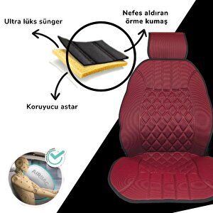 Oto Koltuk Minderi, Dacia Araçlara Uyumlu 2'li Set Özel Tasarım Minder Premi̇um Kırmızı Siyah