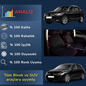 Oto Koltuk Minderi, Renault Araçlara Uyumlu 2'li Set Özel Tasarım Minder Premi̇um Siyah - Kırmızı