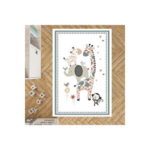 Hayvan Desen Çocuk Halısı Zürafa Desen Çocuk Halısı Çocuk Halısı Kaymaz Taban Yıkanabilir 180x250 cm