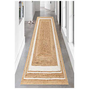 Hasır Desen Yolluk Koridor Halısı Uzun Halı Kaymaz Halı Salon Halısı Balkon Halısı Jüt Desen Halı 80x100 cm