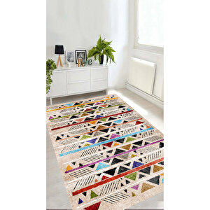 Hasır Desen Halı İskandinav Halı Jüt Jalı Renkli Halı Koridor Halısı Kaymaz Taban Yıkanabilir Yolluk 80x250 cm