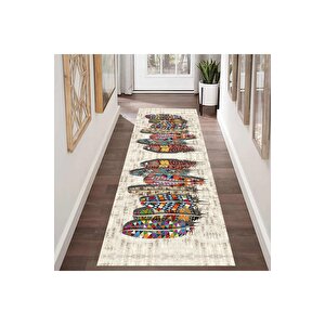 Bej Renk Yolluk Tüy Desen Yolluk Koridor Halısı Uzun Halı Antre Halı Salon Halısı 100x150 cm