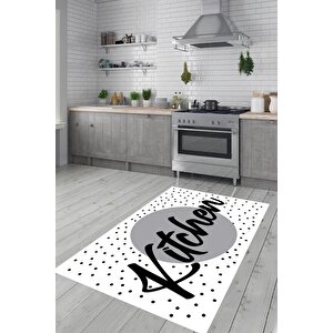 Gri Mutfak Halısı Kitchen Yazılı Mutfak Halısı Mutfak Halısı Yıkanabilir Halı Leke Tutmaz 100x200 cm
