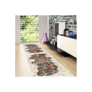Bej Renk Yolluk Tüy Desen Yolluk Koridor Halısı Uzun Halı Antre Halı Salon Halısı 160x250 cm