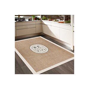 Jüt Görünümlü Mutfak Halısı Mutfak Yolluk Dekoratif Mutfak Halısı Kaymaz Taban Mutfak Halısı