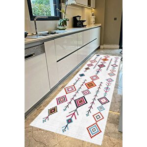 Etnik Desen Yolluk Renkli Şekilli Koridor Halısı Kaymaz Taban Yıkanabilir Yolluk Antre Halısı 120x250 cm