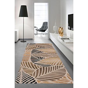 Kahverengi Yolluk Yaprak Desen Yolluk Koridor Yolluk Koridor Halısı Uzun Halı Salon Halısı 80x200 cm