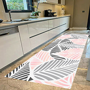 Yaprak Desen Yolluk Pembe Renk Yolluk Modern Desen Yolluk Koridor Halısı Uzun Halı Salon Halısı 100x250 cm
