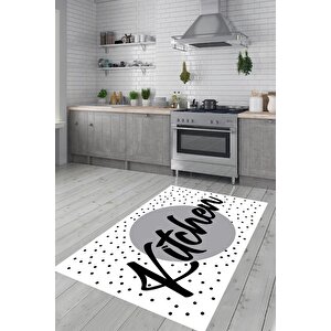 Gri Mutfak Halısı Kitchen Yazılı Mutfak Halısı Mutfak Halısı Yıkanabilir Halı Leke Tutmaz 80x200 cm