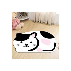 Uyuyan Kedi Halı Kedili Çocuk Halısı Yuvarlak Çocuk Halısı Dekoratif Çocuk Halısı Leke Tutmaz 100x250 cm