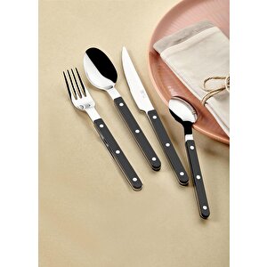 Comida Çatal Kaşık Bıçak Takımı Siyah 24 Parça