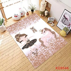Balerin Kız Çocuk Halısı Pembe Çocuk Halısı Bebek Odası Halısı Leke Tutmaz Yıkanabilir Halı 170x200 cm