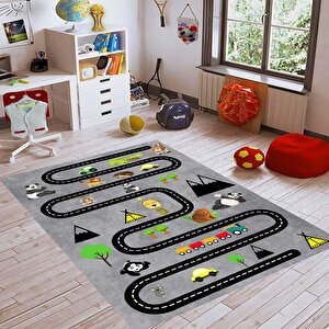 Araba Yolu Trafik Yolu Halı Kaymaz Taban Halı Makinede Yıkanabilir Çocuk Halısı Oyun Halısı 120x400 cm