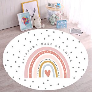 Kalpli Çocuk Halısı Yuvarlak Çocuk Halısı Kaymaz Taban Yıkanabilir Çocuk Odası Halısı 80x80 cm