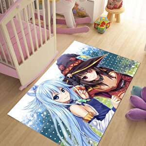 Anime Çocuk Halısı Anime Karakter Çocuk Halısı Kaymaz Taban Halı Makinede Yıkanabilir 120x350 cm