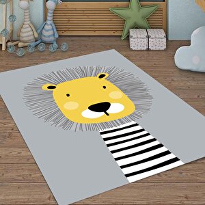 Aslan Desenli Çocuk Halısı Kaymaz Taban Halı Oyun Halısı Yıkanabilir Çocuk Halısı Kd139 160x200 cm
