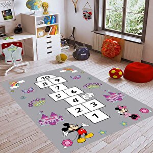 Seksekli Çocuk Halısı Dekoratif Çocuk Halısı Antialerjik Makinede Yıkanabilir Leke Tutmaz Oyun Halısı Kaymaz Taban 80x150 cm