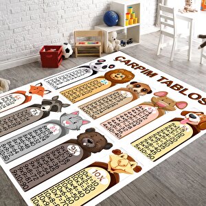 Çarpım Tablolu Halı Eğitici Çocuk Halısı Kaymaz Taban Halı Makinede Yıkanabilir Halı Oyun Halısı 80x120 cm