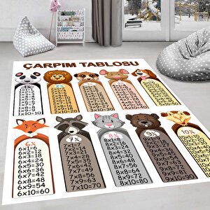 Çarpım Tablolu Halı Eğitici Çocuk Halısı Kaymaz Taban Halı Makinede Yıkanabilir Halı Oyun Halısı 160x200 cm