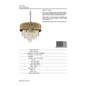 City Klasik Avize E27 72w 60cm Metal Eskitme Avonni-av-1727-e60