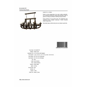 Gedik Modern Avize E14 48w 106x58cm Metal Eskitme Avonni-av-1644-8e-ym