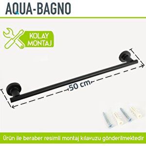 Aqua Bagno Zero Uzun Havluluk 50 Cm. Mat Siyah
