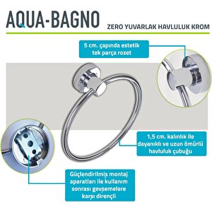 Aqua Bagno Zero Yuvarlak Havluluk - Parlak Krom