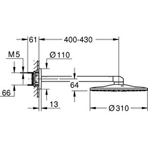 Rainshower Smartactive 310 Tepe Duşu Seti 430 Mm, 2 Akışlı - 26475gn0