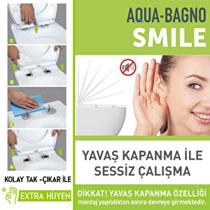 Aqua Bagno Smile  Yavaş Kapanan Klozet Kapağı ,mat Siyah,tak Çıkar ,duroplast
