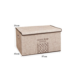 Keçe Kapaklı Çok Amaçlı Mega Plus Kutu Bej 57x41x31 Cm