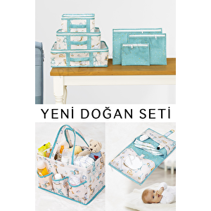 Baby Yeni Doğan Seti - Bavul Organizer , Bakım Ve Alt Bakım Çantası Mavi