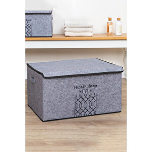 Keçe Kapaklı Çok Amaçlı Mega Plus Kutu Gri 57x41x31 Cm Gri