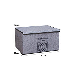 Keçe Kapaklı Çok Amaçlı Mega Plus Kutu Gri 57x41x31 Cm Gri