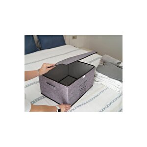 Keçe Kapaklı Çok Amaçlı Mega Plus Kutu Gri 57x41x31 Cm