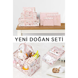 Baby Yeni Doğan Seti - Bavul Organizer , Bakım Ve Alt Bakım Çantası Pembe Pembe