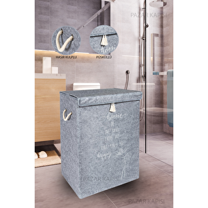 Keçe Kapaklı Çok Amaçlı Mega Kutu 55x41x30 Cm Gri Gri