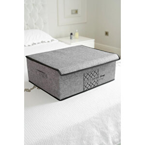 Keçe Kapaklı Çok Amaçlı Baza Kutu Gri 50x40x19cm Gri