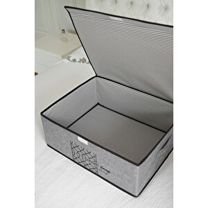 Keçe Kapaklı Çok Amaçlı Baza Kutu Gri 50x40x19cm