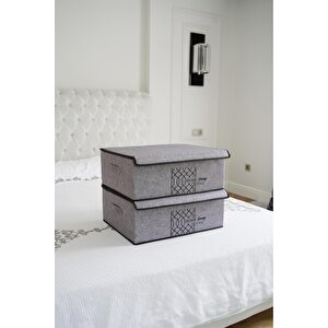 Keçe Kapaklı Çok Amaçlı Baza Kutu Gri 50x40x19cm