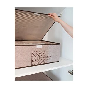 Keçe Kapaklı Çok Amaçlı Baza Kutu Bej 50x40x19cm