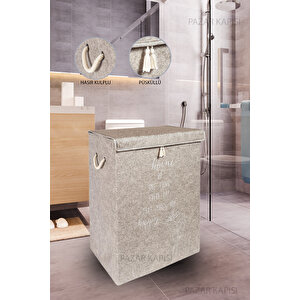 Keçe Kapaklı Çok Amaçlı Mega Kutu Bej 55x41x30 Cm Bej