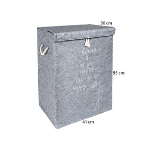 2 Adet Keçe Kapaklı Çok Amaçlı Mega Kutu Kirli Çamaşır Sepeti Set 55x41x30 Cm Gri-Bej