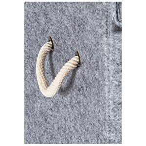 2 Adet Keçe Kapaklı Çok Amaçlı Mega Kutu Kirli Çamaşır Sepeti Set 55x41x30 Cm Gri-Bej