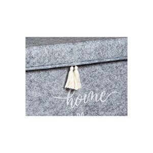 2 Adet Keçe Kapaklı Çok Amaçlı Mega Kutu Kirli Çamaşır Sepeti Set 55x41x30 Cm