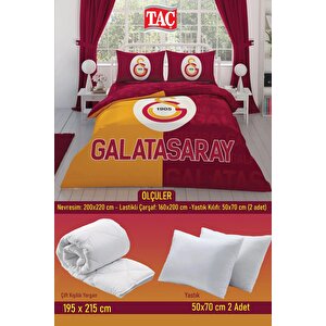 Galatasaray Parçalı Logo Çift Kişilik 7 Parça Yatak Seti - Nevresim Takımı + Yorgan + Yastık