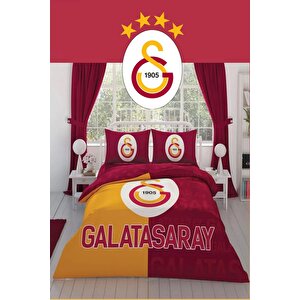 Galatasaray Parçalı Logo Çift Kişilik 7 Parça Yatak Seti - Nevresim Takımı + Yorgan + Yastık